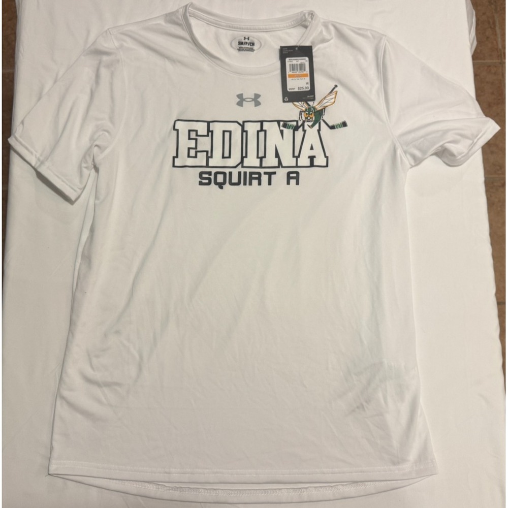 Edina MN Squirt A Hockey Under Armour Shirt - Adult Size S - White - NEW W/Tags